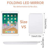 Miroir de Maquillage LED Pliant Rechargeable USB, 3 Teintes de Lumière
