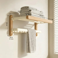 Set Accessoires Salle de Bain Bois et Blanc 7 Pièces