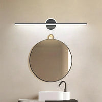 Applique Salle de Bain Noire LED avec Disque Mural pour Miroir, 40 à 80 cm