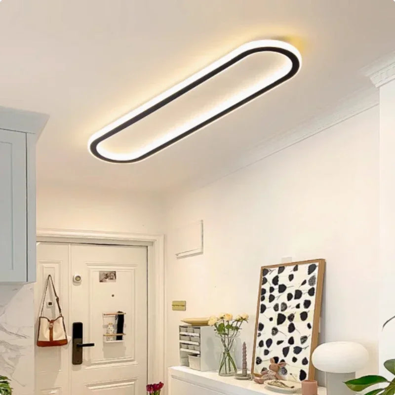 Plafonnier Cuisine LED Ovale Noir Moderne, 40, 60 ou 80 cm
