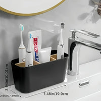 Porte-Brosse à Dents Bambou 5 Compartiments Blanc ou Noir 19 cm