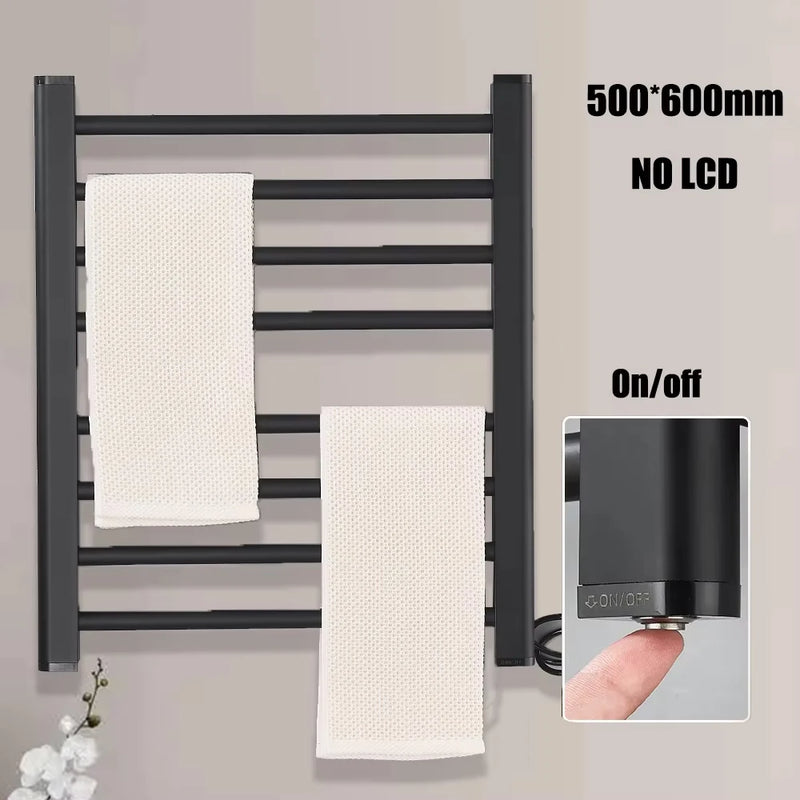 Porte-Serviette Chauffant Électrique Noir Tactile Inox