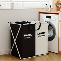 Panier à Linge Pliable 1 à 3 Compartiments, Cadre en X, Noir ou Gris