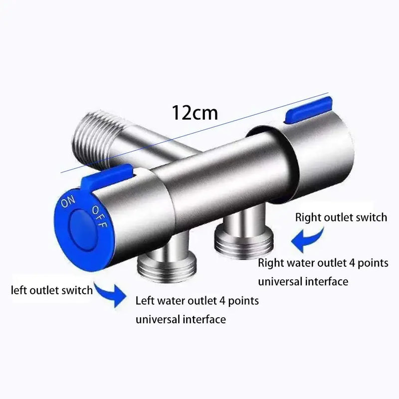 Déviateur Robinet d'Angle Inox 304 Brossé 1 Entrée 2 Sorties 11,8 cm