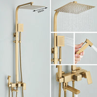 Colonne de Douche Carrée 3 ou 4 Voies avec Bec de Bain