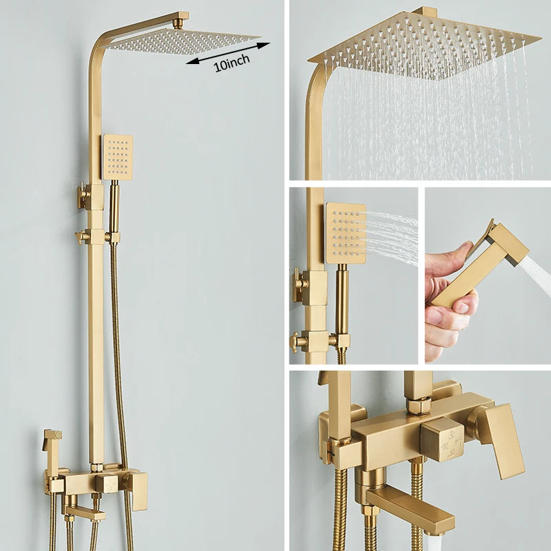 Colonne de Douche Carrée 3 ou 4 Voies avec Bec de Bain