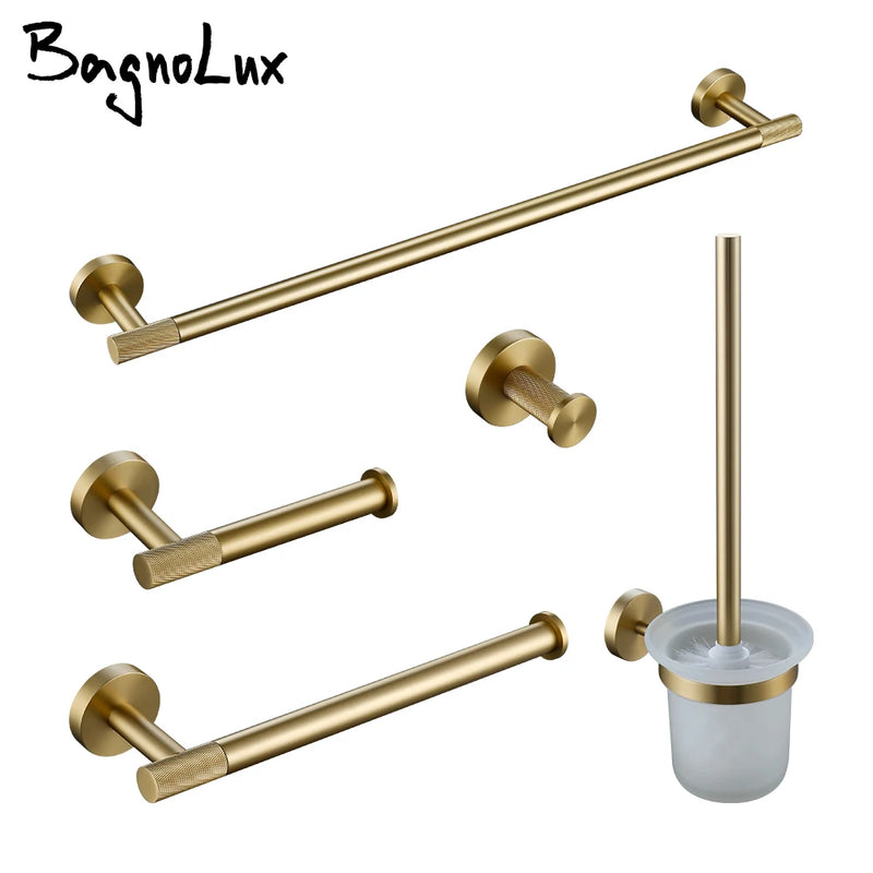 Porte-Serviette Mural Doré Brossé Kit Modulable