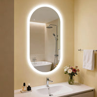 Miroir LED Salle de Bain Ovale Allongé Rétroéclairé Anti-Buée Mémoire