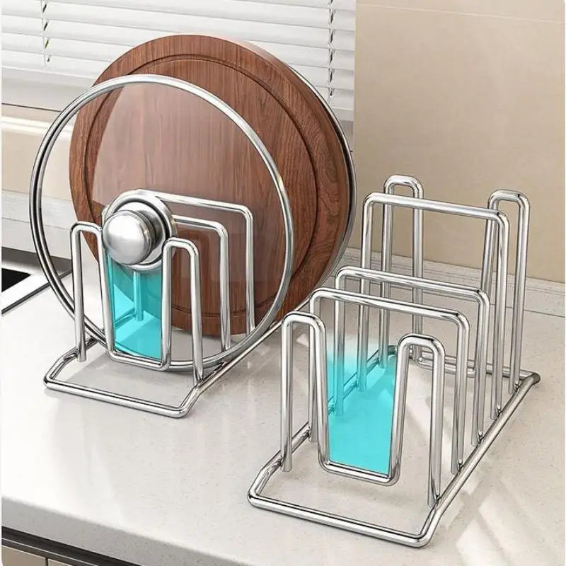 Range-Couvercle Inox à Compartiments pour Couvercles et Assiettes, 2 Tailles