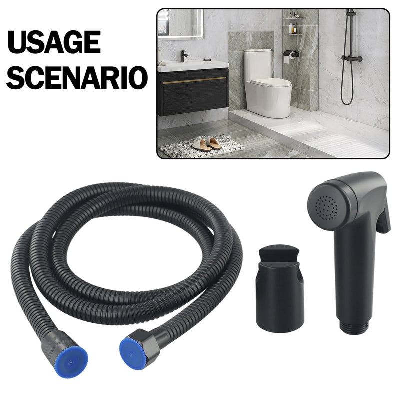 Douchette WC Noire avec Support et Flexible, Raccord G 1/2