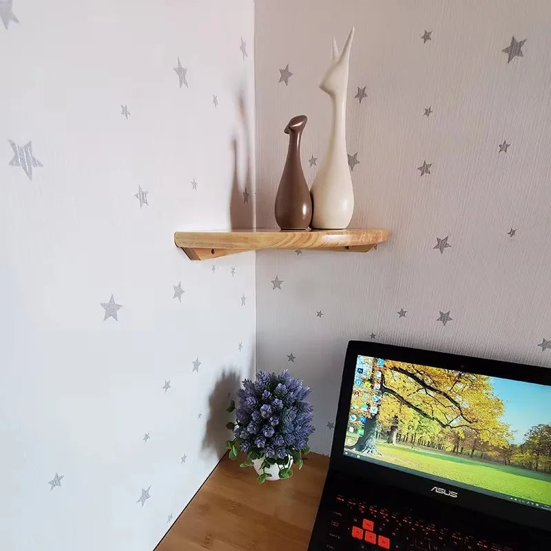 Étagère d'Angle Murale en Bois, Quart de Rond de 15 à 30 cm