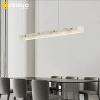 Suspension Cuisine Îlot Linéaire LED en Marbre Naturel, 100 à 150 cm