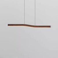 Suspension Cuisine Linéaire LED Bois de Noyer Ondulée, 90 à 150 cm
