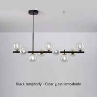 Suspension Cuisine Îlot Globes Verre, 7 à 11 Têtes, Noir ou Doré