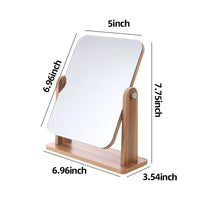 Miroir de Table Rotatif 360° en Bois, Rectangulaire 12,7 x 17,7 cm