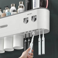 Porte-Brosse à Dents Magnétique avec Presse-Dentifrice et Étagère Murale