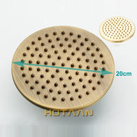 Pommeau de Douche Pluie Rond 20 cm en Laiton Antique avec ou sans Bras