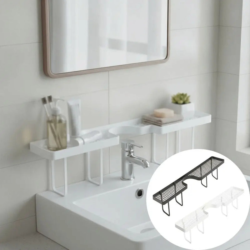 Étagère de Robinet pour Lavabo Sans Perçage, Noir ou Blanc, 50 cm