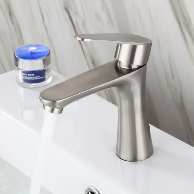 Robinet Lave-Main Eau Froide en Inox 304 Brossé, 13,4 cm de Haut