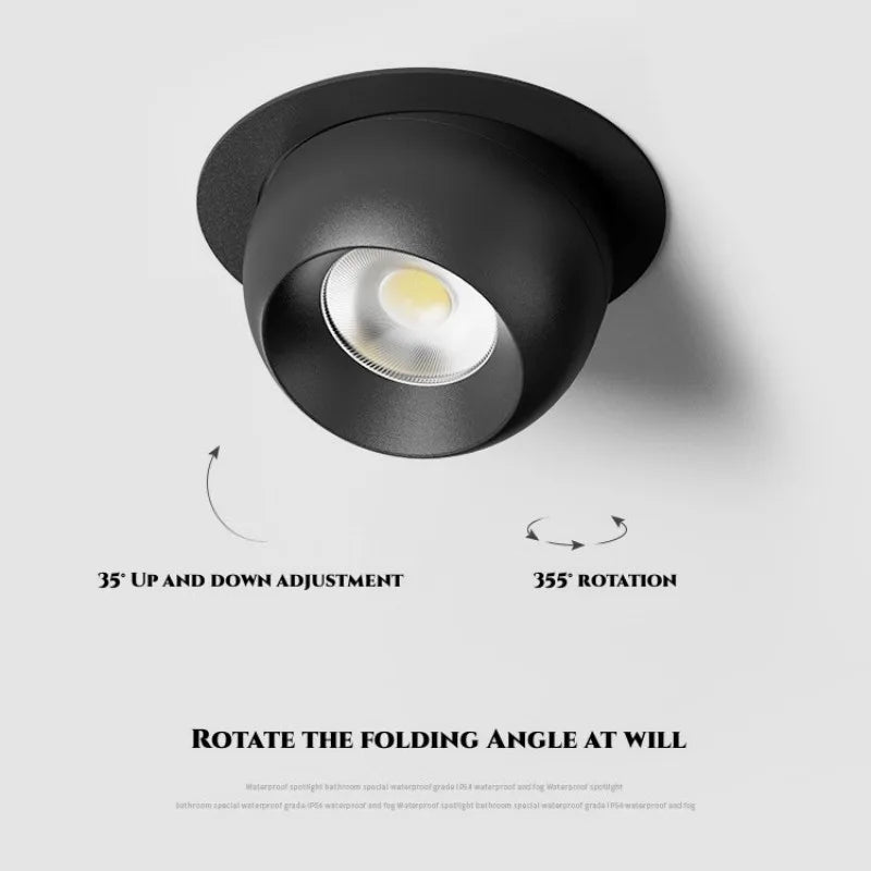 Spot LED Encastrable Rond Orientable, Noir ou Blanc, 7 à 12 W
