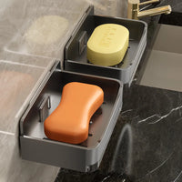 Porte-Savon Mural Sans Perçage avec Drainage, Noir, Gris ou Blanc, 13,3 cm