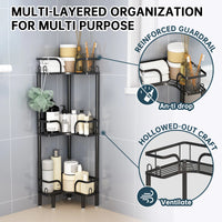 Étagère d'Angle Salle de Bain Métal sur Pied, 2 à 4 Niveaux