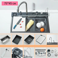 Évier de Cuisine Inox Multifonction 1 Bac 75 cm