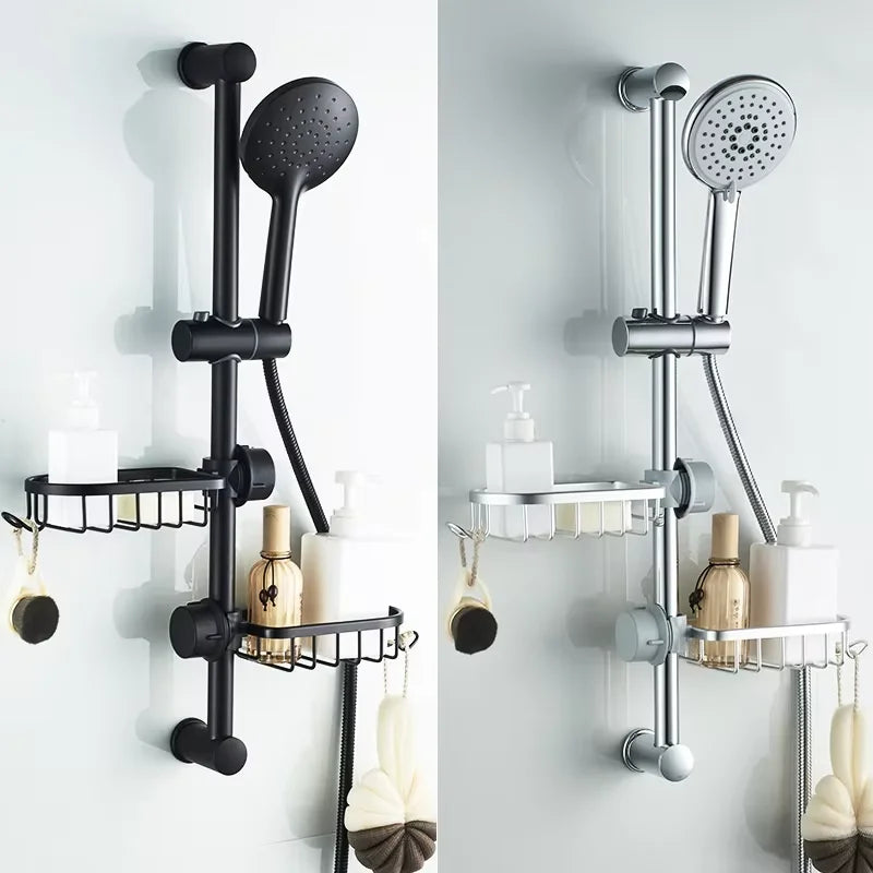 Étagère de Douche Murale Aluminium Panier Rangement