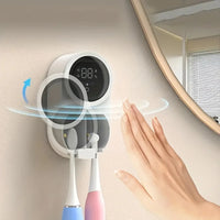 Porte-Brosse à Dents Mural Intelligent avec Écran Digital Blanc