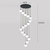 Suspension Cuisine Spirale Globes Blancs, Escalier ou Îlot, 3 à 25 Têtes