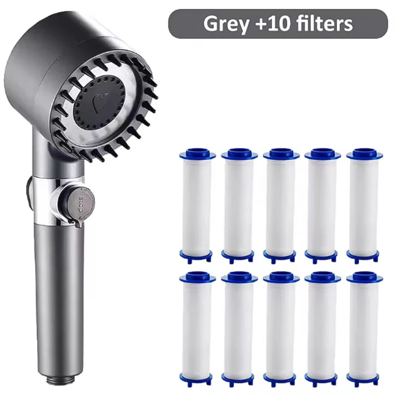 Pommeau de Douche Filtrant Haute Pression Massage avec Filtres, Gris ou Violet