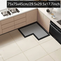 Tapis de Cuisine en L Diatomite Antidérapant, Bordure Noire, Marron ou Grise