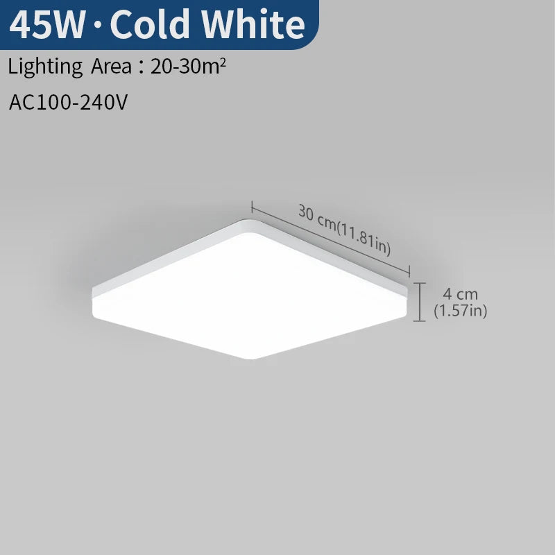 Plafonnier LED Carré Cuisine 3 Teintes 18 à 45 W