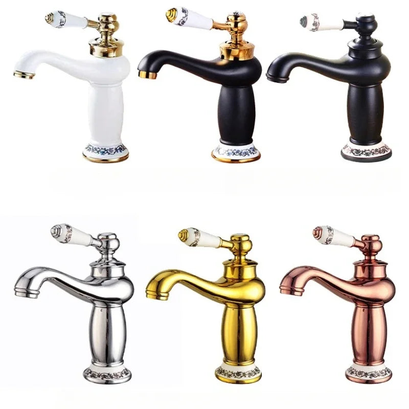 Mitigeur Lavabo Rétro Laiton Massif 7 Finitions