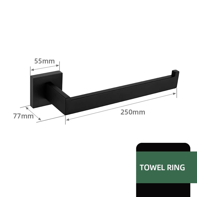 Accessoires Salle de Bain Noir Mat à la Pièce, 21 Articles