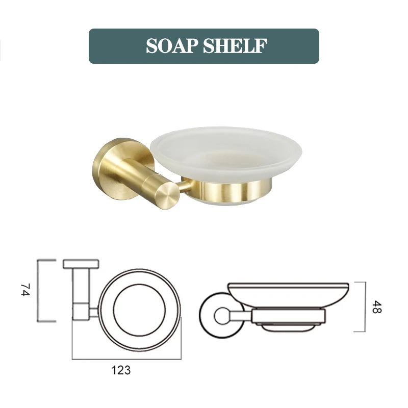 Accessoires Salle de Bain Doré Brossé Inox à la Pièce, 15 Articles