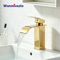 Mitigeur Lavabo Cascade Doré Compact en Inox