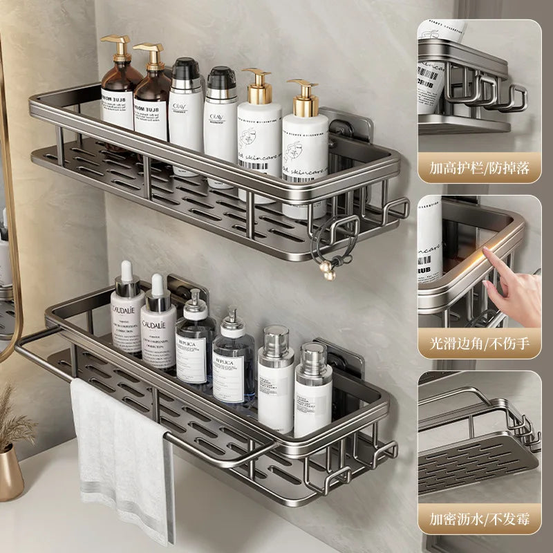 Étagère de Douche Murale Aluminium Sans Perçage 31,5 cm