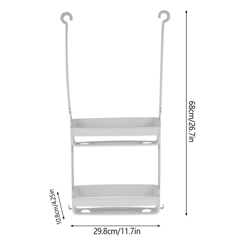 Étagère de Douche à Suspendre à 2 Niveaux en Plastique, 68 cm