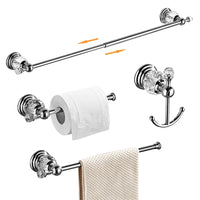 Ensemble Accessoires Salle de Bain Cristal Doré ou Chromé, 4 Pièces