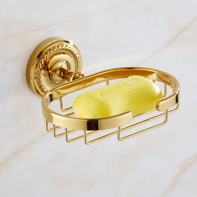 Accessoires Salle de Bain Laiton Doré Rosace Torsadée à la Pièce, 11 Articles