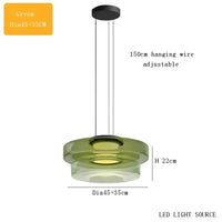 Suspension Cuisine Verre Étagé Vert, Ambre ou Gris, 1 à 3 Niveaux