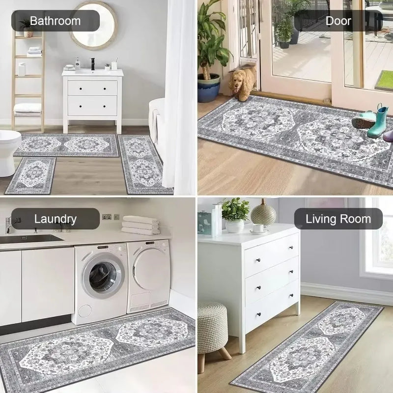 Tapis de Cuisine Antidérapant Carreaux de Ciment, 5 Motifs, 2 Tailles