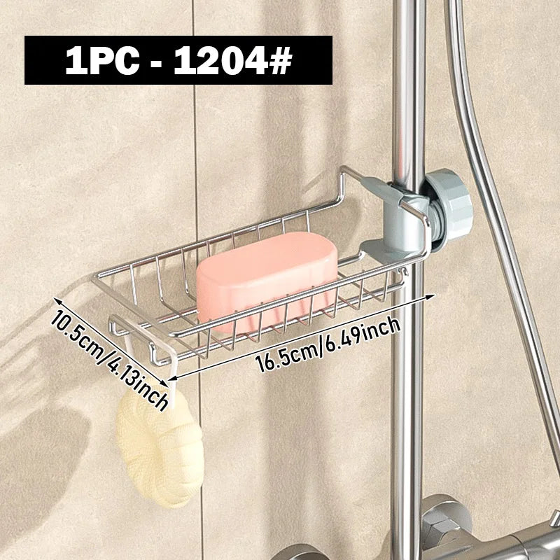 Étagère de Douche Sans Perçage pour Barre de Douche, Noir ou Argent