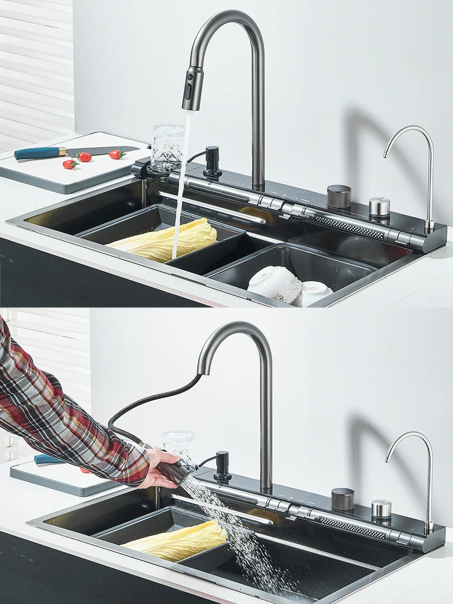 Évier de Cuisine Inox Multifonction 1 Bac 75 cm