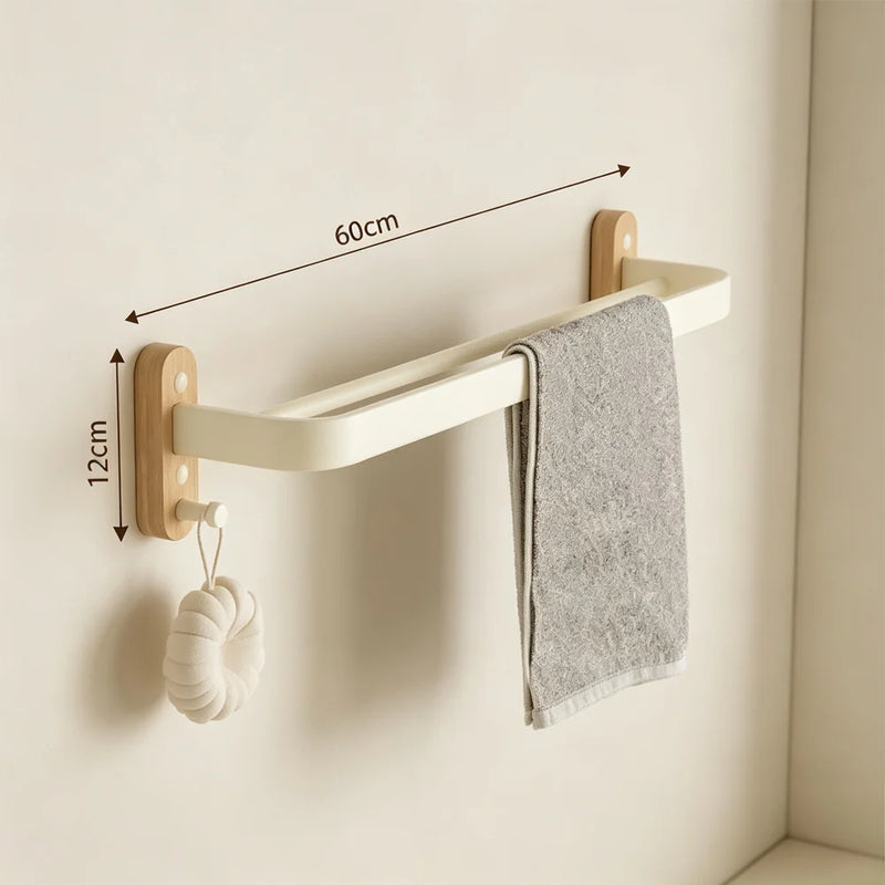 Set Accessoires Salle de Bain Bois et Blanc 7 Pièces
