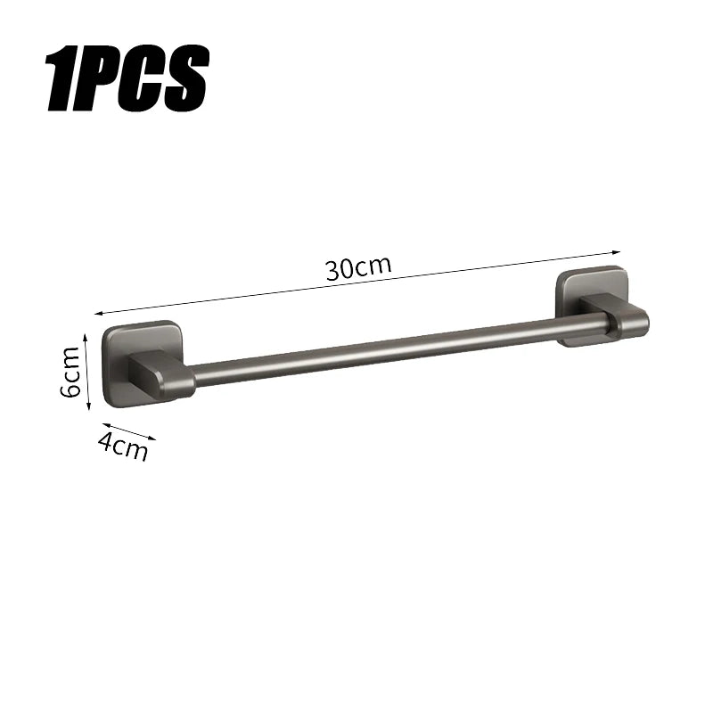 Porte-Serviette Sans Percer Aluminium Gris Anthracite 30 à 50 cm