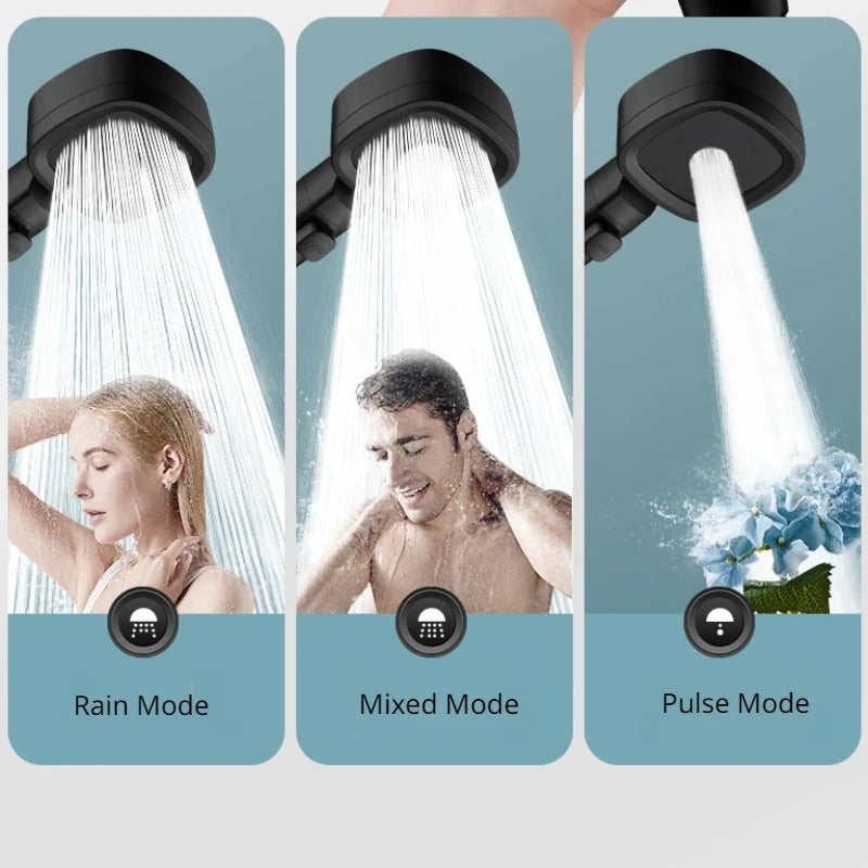 Pommeau de Douche Réglable 3 Modes Économie d'Eau Noir