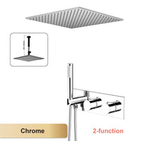 Douche Encastrable Thermostatique Pomme de Pluie Carrée, Plafond ou Mural, 4 Finitions