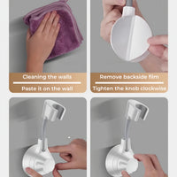 Support Douchette Ventouse Sans Perçage 120°, Blanc, Noir ou Argenté
